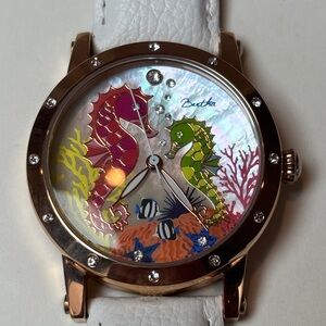 Sea Horse Watch With White Leather Band